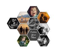 Personalised Photo Frame for Wall Hexagonal Acrylic Mixtiles Pictures Frames Stick on Wall Gallery Wall Collage Photo Frame Set, Wall Decorations, High-Definition Printing