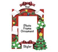 Personalised Photo Frame Ornament 2025 - Fast & Free 24h Customisation - Christmas Ornaments for Tree - Custom Gift Wrapped Red Holiday Picture-Frame Keepsake for the Festive Season