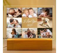Personalised Photo Frame with Photo, Customised Picture Frame with Night Light, Customised Photo Frame, Personalised Birthday Gifts for Women Men Baby Kid Family Friend Pet