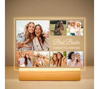 Personalised Photo Frame with Photo, Personalised Photo Frame with Night Light, Customised Picture Frame, Personalised Christmas Anniversary Birthday Gifts for Women Men Her Him Bestie Best Friends