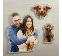 Personalised Photo Fridge Magnet, Customise Dog Cat Family Image Acrylic Refrigerator Magnets, Custom Magnetic Picture Decoration for Home RV School Office Kitchen