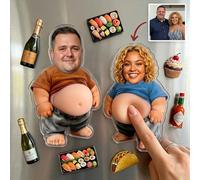 Personalised Photo Fridge Magnet, Funny Custom Face Squishy Acrylic Magnet with Pressable Belly, Novelty Stress Relief Gift for Fathers Day, Birthday, Couples & Friends (2/3 Pack) (01)
