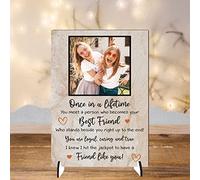 Personalised Photo Friendship Bestie Plaque - Custom Photo Frame For Friends - Bespoke Friends Quote Keepsake Gifts (Brown, Mdf Wood A5 21cm x 15cm, Unframed)