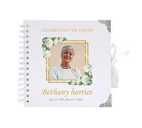 Personalised Photo Funeral Condolence Book - Funeral Guestbook, Remembrance Book for Funeral Celebration of Life Memorial Service Style 4