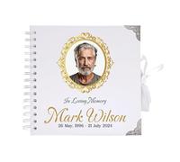 Personalised Photo Funeral Condolence Book - Funeral Guestbook, Remembrance Book for Funeral Celebration of Life Memorial Service Style 2