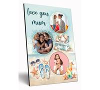 Personalised Photo Gift A4 Wooden Wall Art Customised Print for Mum Grandma Mother's Day Gift