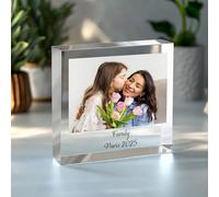 Personalised Photo Gifts Acrylic Blocks Picture Frames Mothers Day Gifts Custom Acrylic Square Blocks for Display Photo Gift Personalised Mothers Day Gifts for Mom with Any Picture & Text(Square)