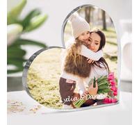 Personalised Photo Gifts Acrylic Blocks Picture Frames Mothers Day Gifts Custom Acrylic Square Blocks for Display Photo Gift Personalised Mothers Day Gifts for Mom with Any Picture & Text(Heart)