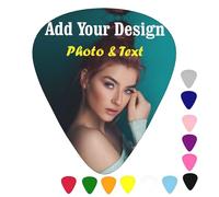 Personalised Photo Guitar Picks 12-pack, Customised Plectrum with Your Own Design Picture Logo Name Text Words Letters Printed, Gift for Guitar Players Kids Teens Men Women, Single-Sided
