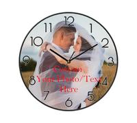 Personalised Photo Hanging Wall Clock with Picture, Custom Round Clocks for Wall, Customizable Wall Clock with Photo/Text for Kitchen Bathroom Bedroom Living Rooms Decoration