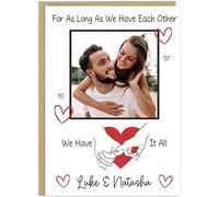Personalised Photo Happy Valentines Day Cards for Couples Boyfriend Girlfriend - Custom Own Names, Heart, Penguin Designs - Funny Love Greeting Cards A5 (As Long As We Have Each Other)