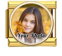 Personalised Photo Italian Charm Link Gold Fits 9mm Modular Italian Style Bracelet, Custom Picture Gifts for Mom, Wife, Girlfriend