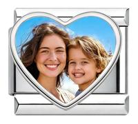 Personalised Photo Italian Charm Link Silver Fits 9mm Modular Italian Style Bracelet, Custom Picture Gifts for Mom, Wife, Girlfriend