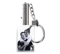 Personalised Photo Keychain Crystal with LED Light - Custom Laser Etched Key Chain - Personalised Gift Keepsake for Wedding, Birthday, Anniversary, Mothers Day Gifts or Memorial (Rectangular)