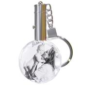 Personalised Photo Keychain Crystal with LED Light - Custom Laser Etched Key Chain - Personalised Gift Keepsake for Wedding, Birthday, Anniversary, Mothers Day Gifts or Memorial (Round, Fine Facets)