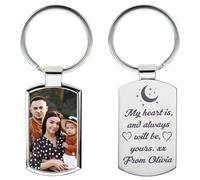 Personalised Photo Keychain - Customised Keyring with Picture & Engraving - Gift for Mum, Dad, Grandparents - Birthday Present, Mother’s Day, Father’s Day, Anniversary, Wedding, Christmas Keepsake