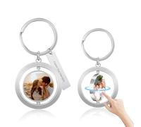 Personalised Photo Keyring Custom Heart Bar Keychain Set Double Side Gift | Rust-Resistant Shockproof Material, Couple Keepsake, Pet Lover Memory, Backpack Accessory, Luggage Tag For Office Use
