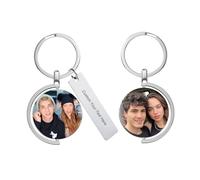 Personalised Photo Keyring Custom Heart Bar Keychain Set Double Side Gift | Rust-Resistant Shockproof Material, Couple Keepsake, Pet Lover Memory, Backpack Accessory, Luggage Tag For Office Use