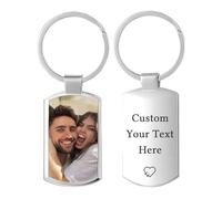 Personalised Photo Keyring Custom Key ring Engraved Text Keychain Gift for Grandad Mum Dad Men Birthdays Fathers Day Mothers Day Christmas Anniversary Day (rectangle)