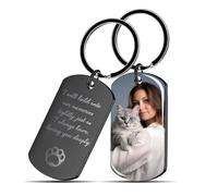 Personalised Photo Keyring, Custom Name Keychain, Engraved Keyring Gift for Him, Her, Birthdays, Mother's Day, Father's Day, Valentines Day Gift (Black 2)