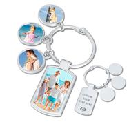 Personalised Photo Keyring Customised Key Chain Engraved Text Custom Picture Keyrings, Christmas, Valentine's Day, Father's Day, Mother's Day (Keychain - Four Pictures)