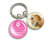Personalised Photo Keyring Dog Memorial Gifts for Loss Love Pets Prints in Heaven Remembrance Keychain Keepsake (Pink)
