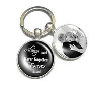 Personalised Photo Keyring Memorial Gifts for Dad Grandad Mum Nanny Grandma Loss Love Bereavemen Poem Handmade Custom Keychain Keepsake-Always Loved Never Forgotten Forever Missed (Black)