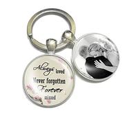 Personalised Photo Keyring Memorial Gifts for Dad Grandad Mum Nanny Grandma Loss Love Bereavemen Poem Handmade Custom Keychain Keepsake-Always loved Never forgotten Forever missed (Floral)