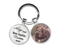 Personalised Photo Keyring Memorial Gifts for Dad Grandad Mum Nanny Grandma Loss Love Bereavemen Poem Handmade Custom Keychain Keepsake-Always loved Never forgotten Forever missed (White)