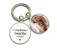 Personalised Photo Keyring Memorial Gifts for Women Men Nan Nanny Grandma Mum Loss Love Bereavement Remembrance Quotes Handmade Custom Keychain Keepsake-in Loving Memory of (White)