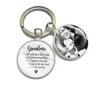 Personalised Photo Keyring Memorial Gifts for Women Nanny Grandma Loss Love in Heaven Bereavement Remembrance Poem Handmade Custom Keychain Keepsake-I Will Always Love and Miss You Everyday, (Marble)