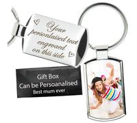 Personalised Photo Keyring with Custom Engraving,Customised Picture Key chain Gift for Birthday, Anniversary, Wedding, Memorial, Valentines, Photo Keyring for Mum, Dad, Mother's Day Handmade in UK