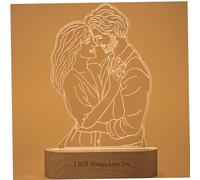 Personalised Photo Lamp Custom 3D Night Light Personalized Portrait Handmade Drawing Night Light with Picture Text Engraved Customized Wedding Anniversary Christmas Birthday Gifts for Family Friends