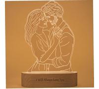 Personalised Photo Lamp Custom 3D Night Light Personalized Portrait Handmade Drawing Night Light with Picture Text Engraved Customized Wedding Anniversary Christmas Birthday Gifts for Family Friends