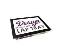 Personalised Photo Lap Tray with Cushion - Handmade in UK, Wooden Frame & Choice of Base Colours, Custom Lap Desk for Serving Food, Laptop Knee Table (Black Frame Forest Camo Cushion Base)