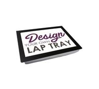 Personalised Photo Lap Tray with Cushion - Handmade in UK, Wooden Frame & Choice of Cushion Base Colours, Custom Lap Desk for Serving Food, Laptop Knee Table (Black Frame Grey Cushion Base)