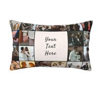 Personalised Photo Long Pillow Covers with 20 Pictures Collage, Design Rectangle Throw Pillow Case, Custom Cushion Cover Gifts for Couples Mother Father Wedding Christmas Valentine's Day Anniversary
