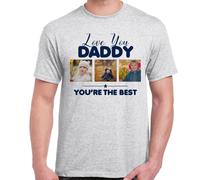 Personalised Photo, Love You Daddy You're The Best, Men Short Sleeve, Cotton T-Shirt. (UK, Numeric, 44, 46, Regular, Regular, Ash)