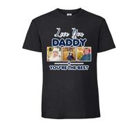 Personalised Photo, Love You Daddy You're The Best, Men Short Sleeve, Cotton T-Shirt. (UK, Numeric, 48, 50, Regular, Regular, Black)