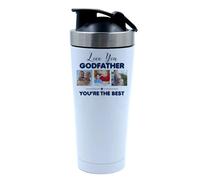 Personalised Photo, Love You God Father You're The Best, a500ml Aluminium Shaker Bottle for Supplement Shakes (White)