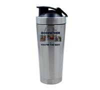 Personalised Photo, Love You God Father You're The Best, a500ml Aluminium Shaker Bottle for Supplement Shakes (Silver)