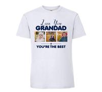 Personalised Photo, Love You Grandad You're The Best, Men Short Sleeve, Cotton T-Shirt. (UK, Numeric, 40, 42, Regular, Regular, White)