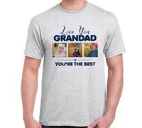 Personalised Photo, Love You Grandad You're The Best, Men Short Sleeve, Cotton T-Shirt. (UK, Numeric, 40, 42, Regular, Regular, Ash)