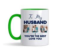 Personalised Photo, Love You Husband You're The Best, Inside Coloured Mug,Ceramic Coffee, Tea Mug. (Green)