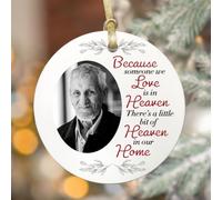 Personalised Photo Memorial Bauble Ceramic Ornaments Plaque Bereavement Remembrance Funeral Gifts Christmas Xmas Tree Decoration-Because someone we love is in heaven.