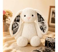 Personalised Photo Memory Bunny Customised Rabbit Teddy Plush Keepsake with Hidden Pictures in Ears Personalised Birthday Anniversary Wedding Gifts for Women Men Her Friend 26cm/40cm (Colour)