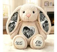 Personalised Photo Memory Bunny Customised Rabbit Teddy Plush Keepsake with Hidden Pictures in Ears Personalised Birthday Anniversary Wedding Gifts for Women Men Her Friend 26cm/40cm (Colour6)