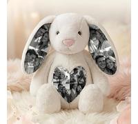 Personalised Photo Memory Bunny Customised Rabbit Teddy Plush Keepsake with Hidden Pictures in Ears Personalised Birthday Anniversary Wedding Gifts for Women Men Her Friend 26cm/40cm (Colour5)