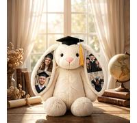 Personalised Photo Memory Bunny Customised Rabbit Teddy Plush Keepsake with Hidden Pictures in Ears Personalised Birthday Anniversary Wedding Gifts for Women Men Her Friend 26cm/40cm (Colour4)