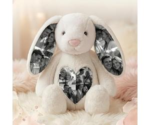 Personalised Photo Memory Bunny Customised Rabbit Teddy Plush Keepsake with Hidden Pictures in Ears Personalised Birthday Anniversary Wedding Gifts for Women Men Her Friend 26cm/40cm (Colour5)